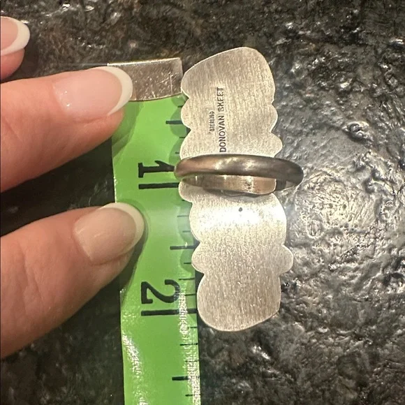 Navajo Donovan Skeets Turquoise & Spiny Multi stone Sterling Silver Ring - Picture 5 of 6